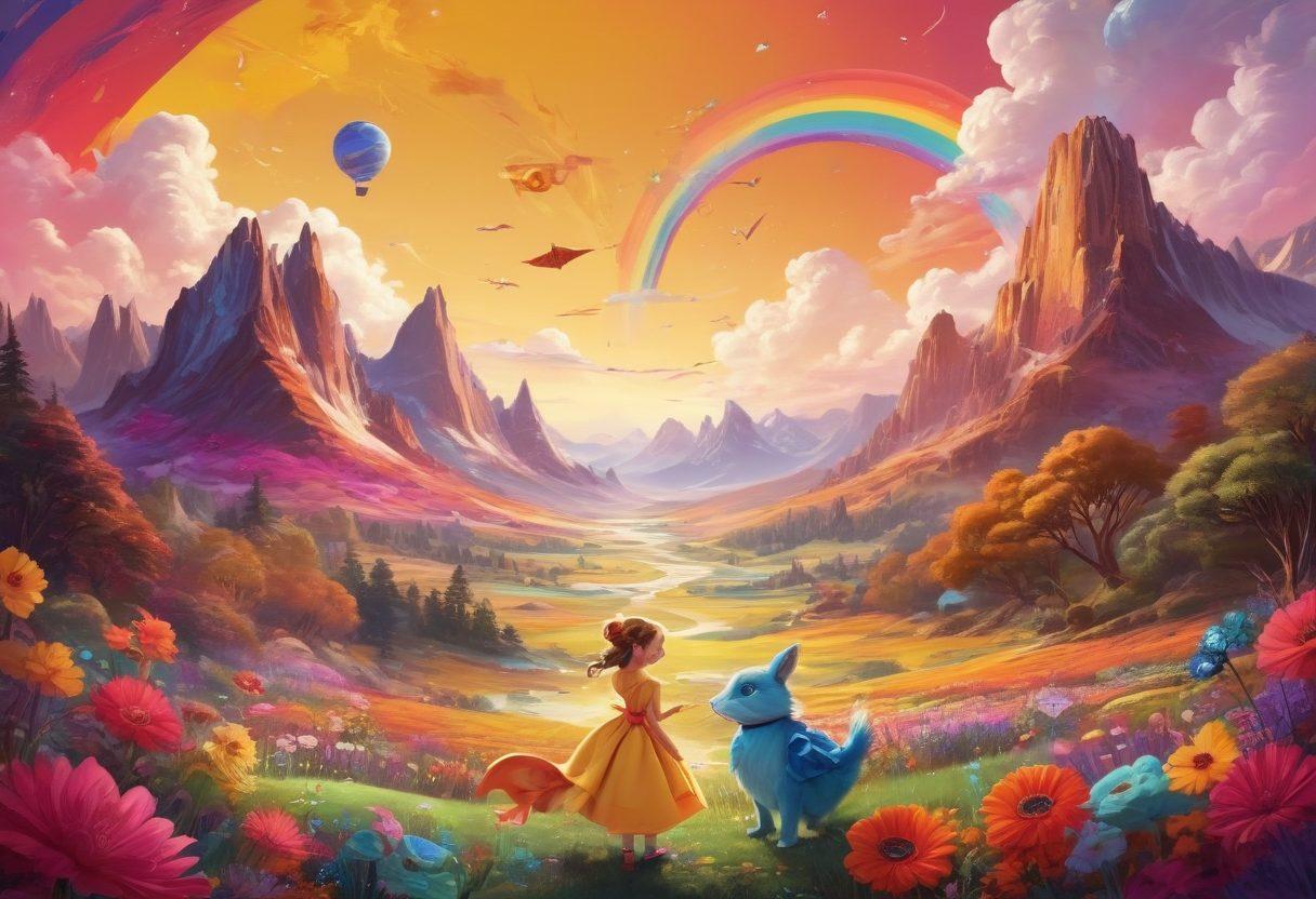 A whimsical collage showcasing diverse animated characters from iconic series, each bursting with vibrant colors and unique expressions. The background features a colorful, dreamlike landscape that represents various animation styles, blending elements from fantasy and sci-fi. A golden ribbon unfolds through the center, inscribed with 'Top 10 Must-Watch' in playful lettering. Include subtle nods to adventure, humor, and emotion. cartoon art. vibrant colors. whimsical style.